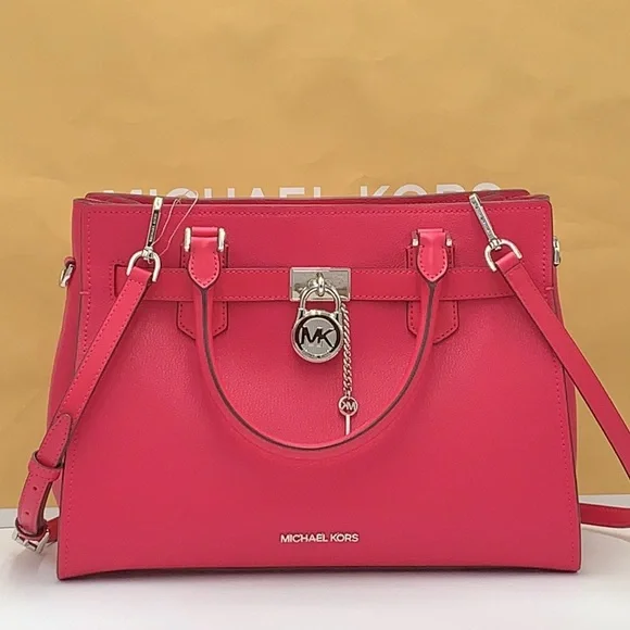 MICHAEL KORS HAMILTON MEDIUM SATCHEL   COLOR: Electric Pink  NWT - Picture 6 of 16
